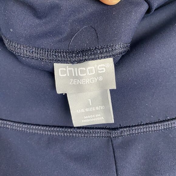CHICO'S‎ Zenergy Navy Blue Velour Inset Leggings - Chico's Size 1 (8/10) - Picture 7 of 8